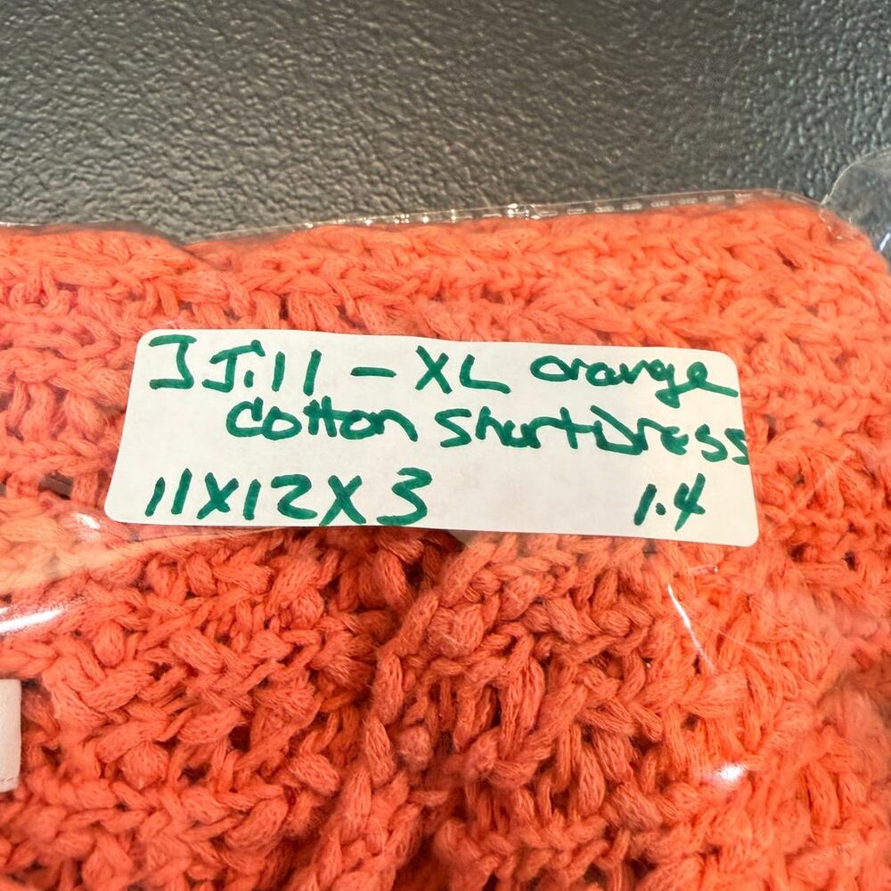 J.Jill Coral Open Knit Cotton Tunic Sweater XL Side Button Boho Coastal - Picture 8 of 8